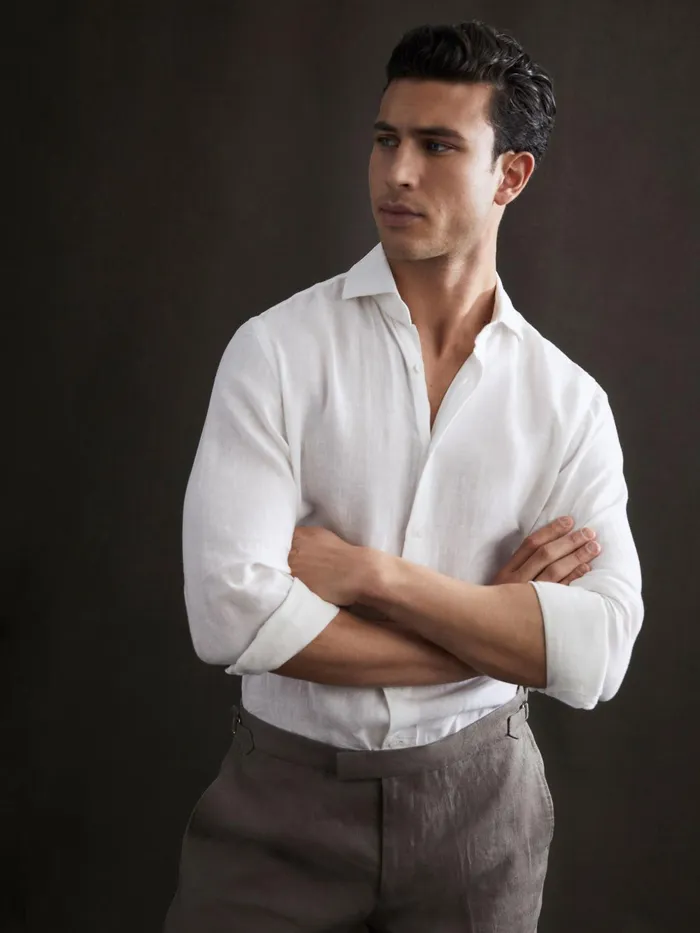 Reiss Shirts Ruban Linen Long Sleeve Shirt White 8211 Men