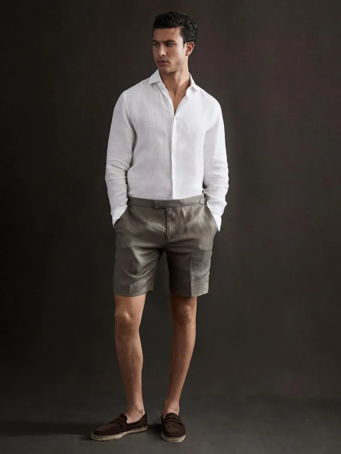 Reiss Shirts Ruban Linen Long Sleeve Shirt White 8211 Men