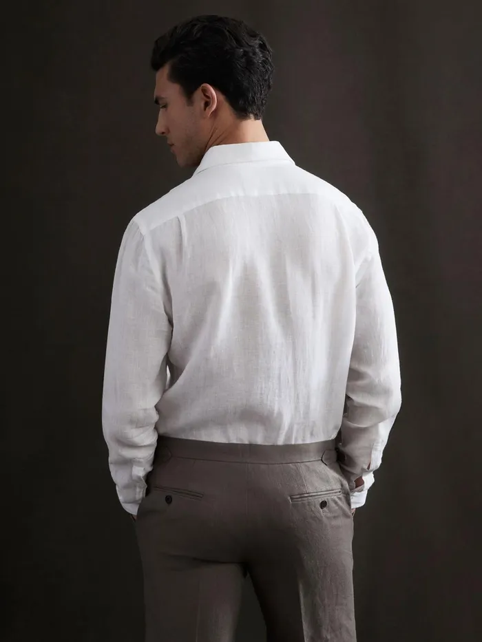 Reiss Shirts Ruban Linen Long Sleeve Shirt White 8211 Men