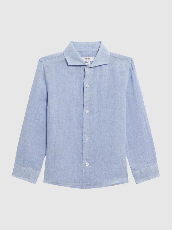 Reiss Shirts Ruban Linen Regular Fit Shirt Soft Blue 8211 Children