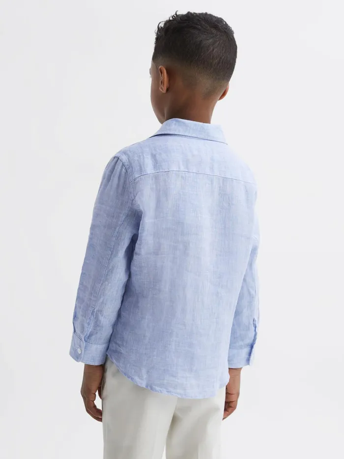 Reiss Shirts Ruban Linen Regular Fit Shirt Soft Blue 8211 Children
