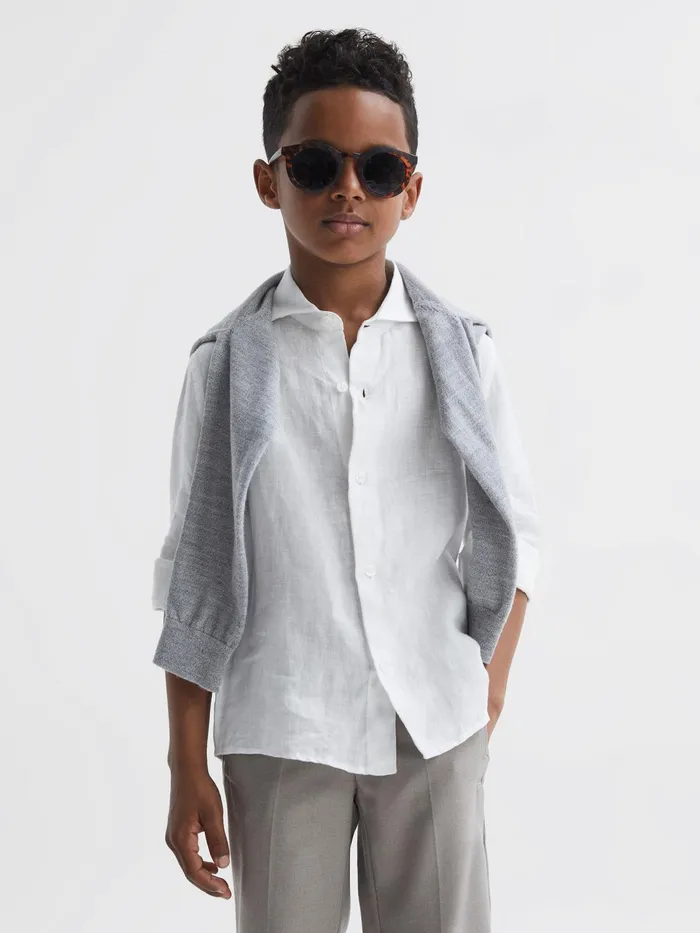 Reiss Shirts Ruban Linen Regular Fit Shirt White 8211 Children