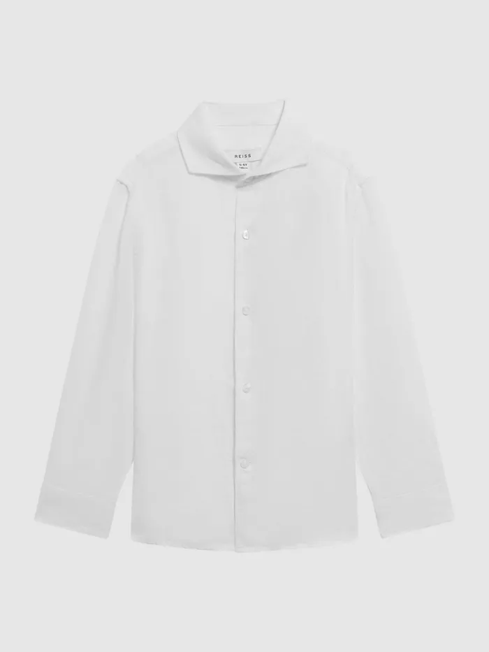 Reiss Shirts Ruban Linen Regular Fit Shirt White 8211 Children