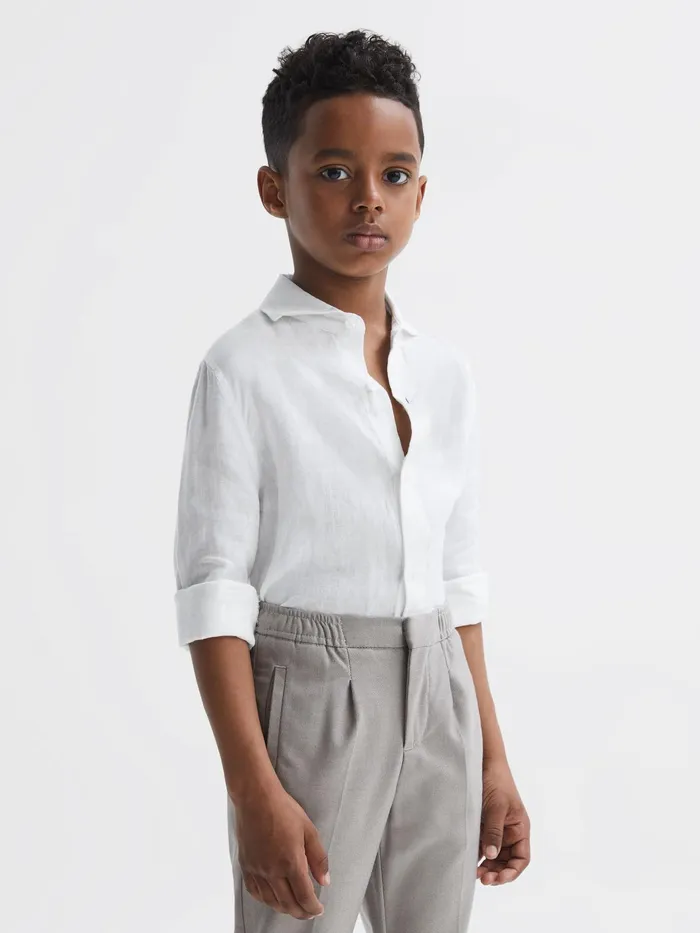 Reiss Shirts Ruban Linen Regular Fit Shirt White 8211 Children