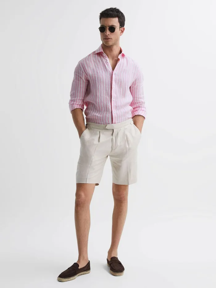 Reiss Shirts Ruban Slim Fit Linen Shirt Soft Pink Herringbone Stripe 8211 Men Reiss Shirts Ruban Slim Fit Linen Shirt Soft Pink Herringbone Stripe 8211 Men