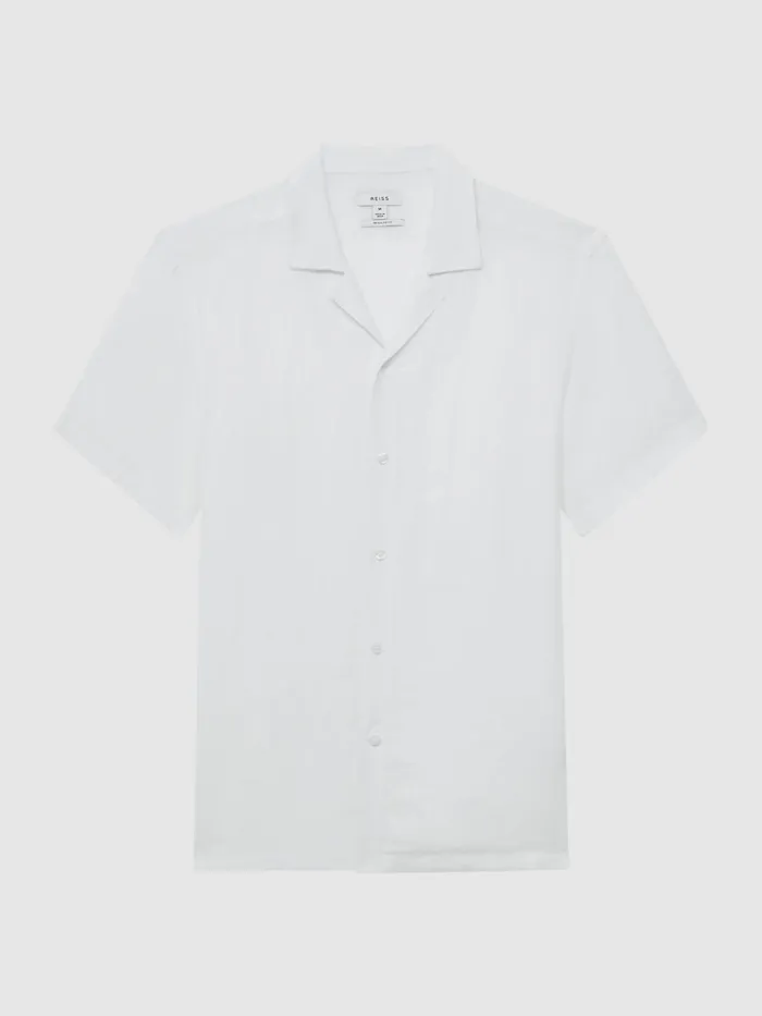 Reiss Shirts Rufus Regular Fit Linen Cuban Collar Shirt White 8211 Men