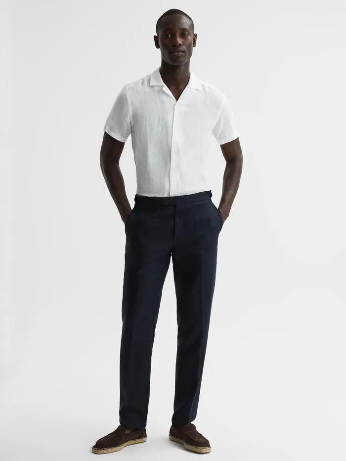 Reiss Shirts Rufus Regular Fit Linen Cuban Collar Shirt White 8211 Men