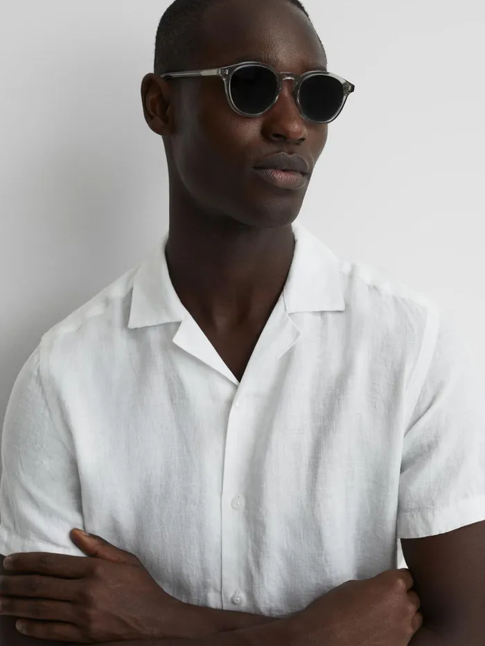 Reiss Shirts Rufus Regular Fit Linen Cuban Collar Shirt White 8211 Men