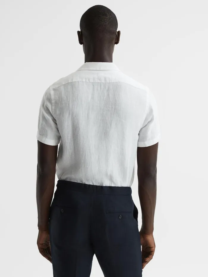 Reiss Shirts Rufus Regular Fit Linen Cuban Collar Shirt White 8211 Men