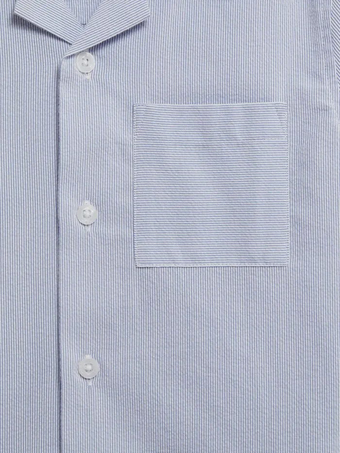 Reiss Shirts Saka Cuban Collar Striped Short Sleeve Shirt Navy Stripe 8211 Children