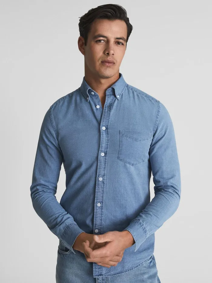 Reiss Shirts Sark Chambray ButtonDown Shirt Blue 8211 Men