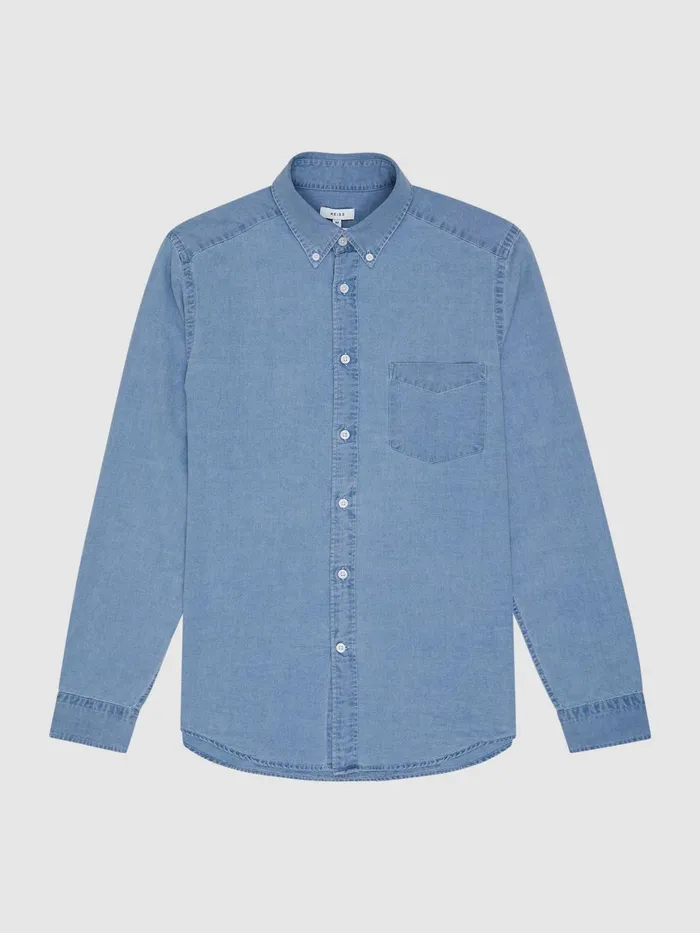 Reiss Shirts Sark Chambray ButtonDown Shirt Blue 8211 Men