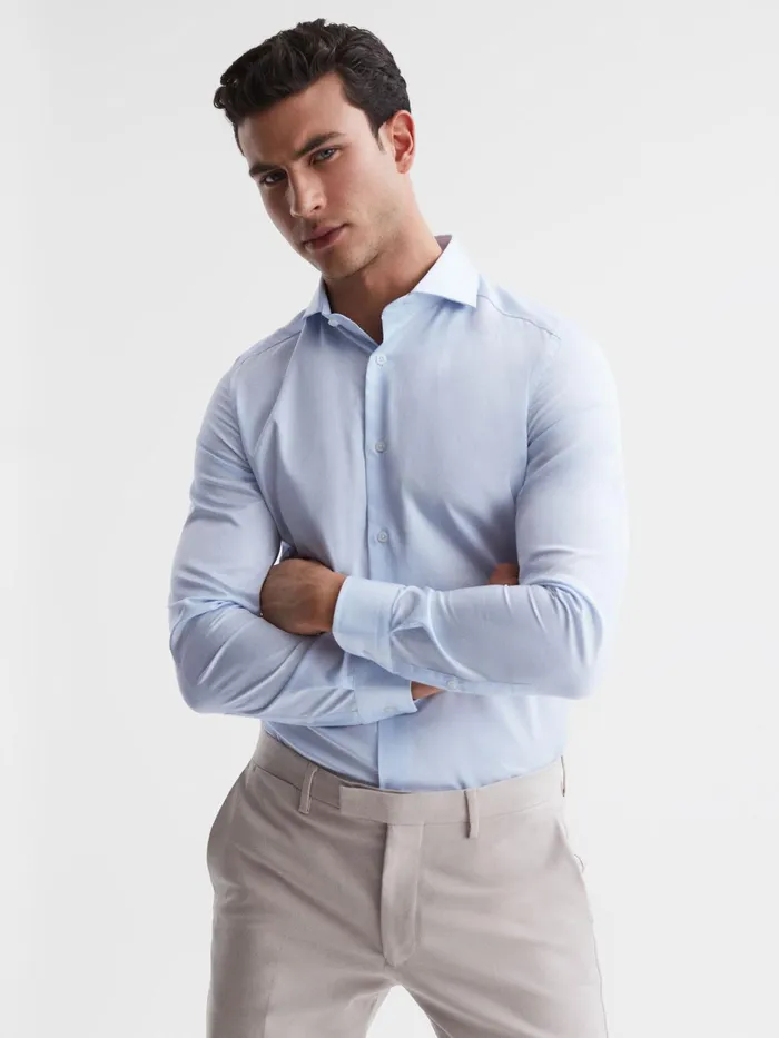 Reiss Shirts Storm Cotton Twill Slim Fit Shirt Soft Blue 8211 Men