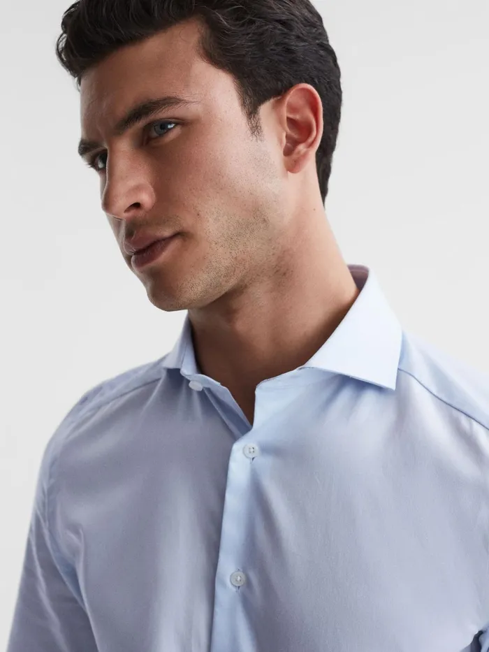 Reiss Shirts Storm Cotton Twill Slim Fit Shirt Soft Blue 8211 Men