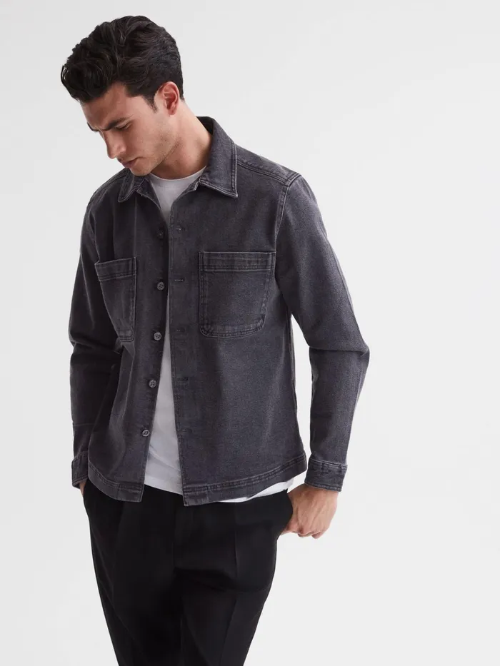 Reiss Shirts Tempo Long Sleeve Denim Overshirt Washed Black 8211 Men