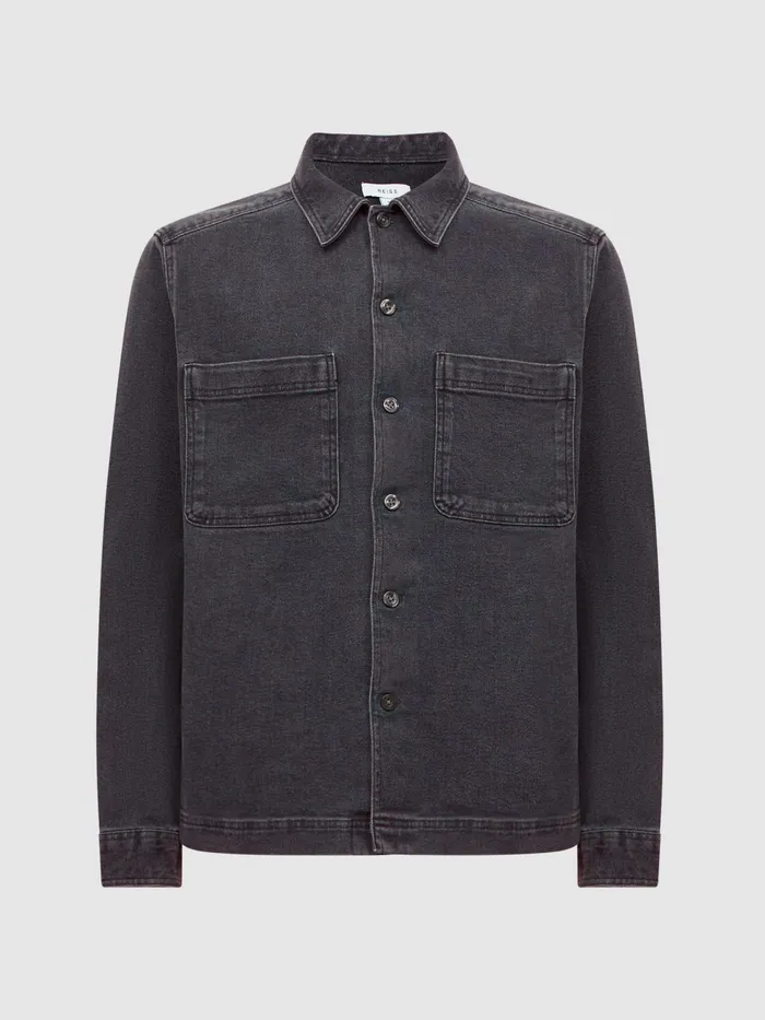 Reiss Shirts Tempo Long Sleeve Denim Overshirt Washed Black 8211 Men