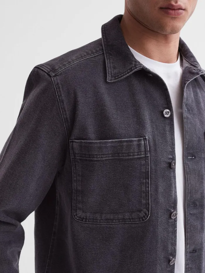 Reiss Shirts Tempo Long Sleeve Denim Overshirt Washed Black 8211 Men