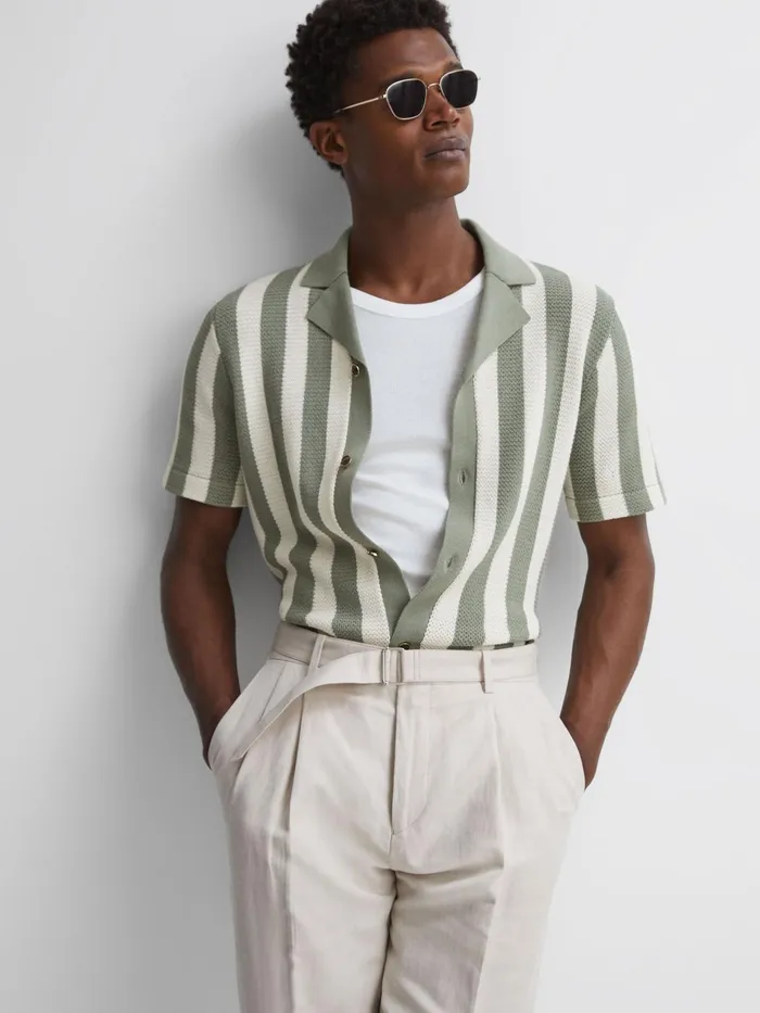 Reiss Shirts Tortolli Reiss Ch Crocheted Cuban Collar Button Through Shirt Ecrusage 8211 Men