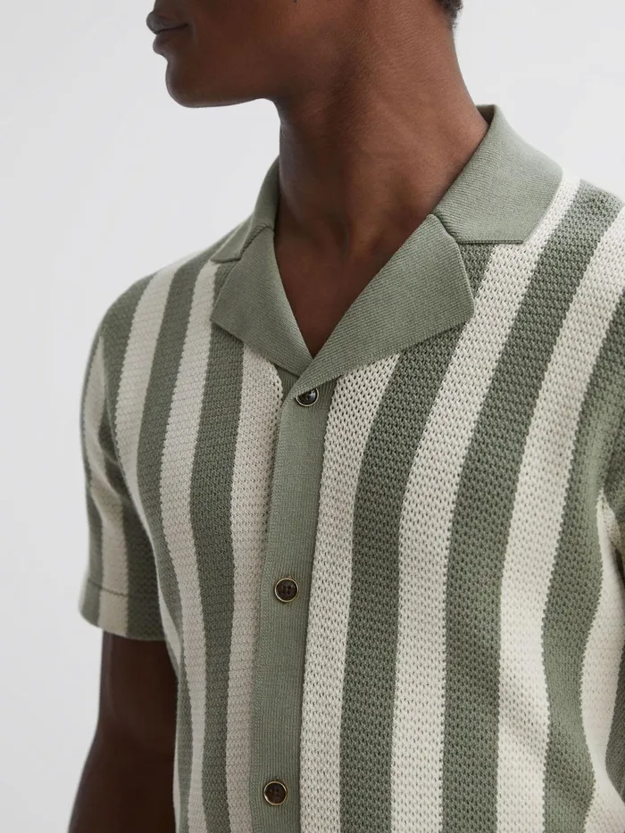 Reiss Shirts Tortolli Reiss Ch Crocheted Cuban Collar Button Through Shirt Ecrusage 8211 Men
