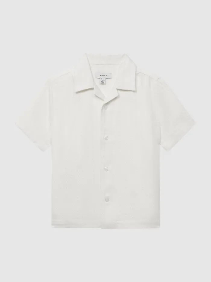 Reiss Shirts Vitus Cuban Collar Ribbed Polo Ecru 8211 Children
