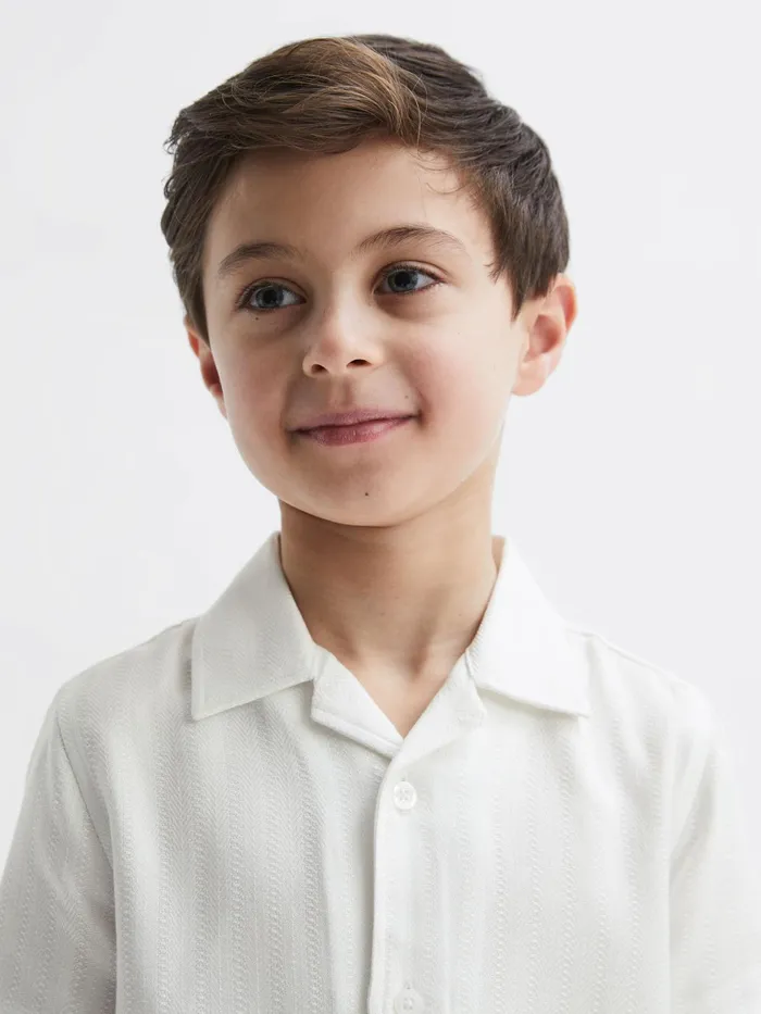 Reiss Shirts Vitus Cuban Collar Ribbed Polo Ecru 8211 Children