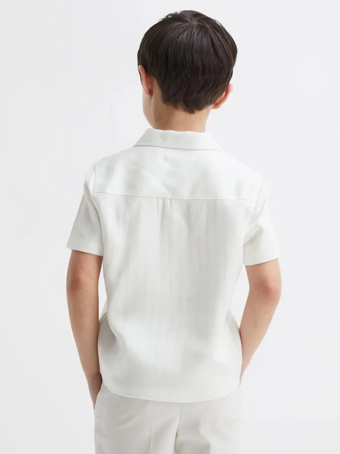 Reiss Shirts Vitus Cuban Collar Ribbed Polo Ecru 8211 Children