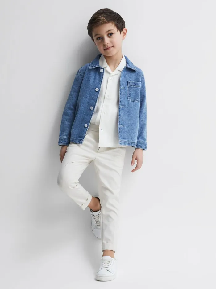 Reiss Shirts Vitus Cuban Collar Ribbed Polo Ecru 8211 Children