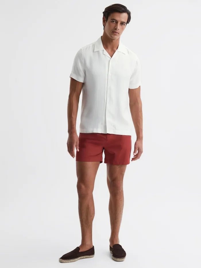 Reiss Shirts Vitus Slim Fit Cuban Collar Ribbed Polo Ecru 8211 Men