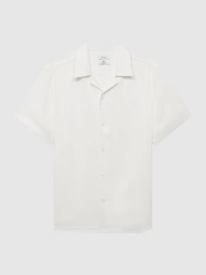 Reiss Shirts Vitus Slim Fit Cuban Collar Ribbed Polo Ecru 8211 Men