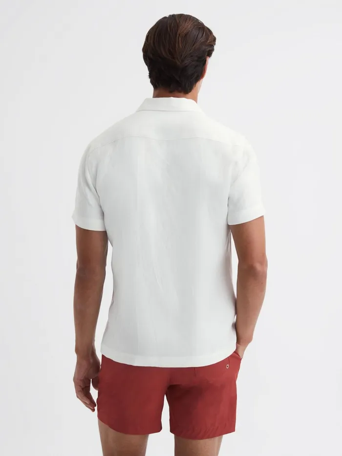Reiss Shirts Vitus Slim Fit Cuban Collar Ribbed Polo Ecru 8211 Men