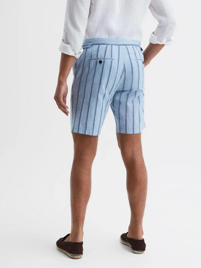 Reiss Shorts Amalfi CottonLinen Striped Shorts Soft Blue 8211 Men