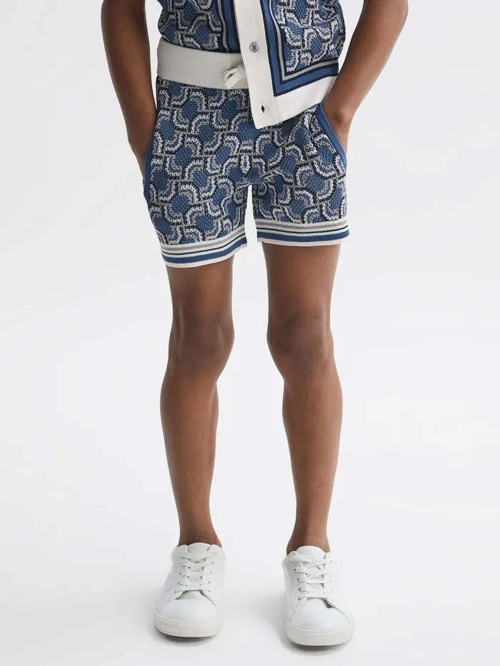 Reiss Shorts Bloom Knitted Patterned Drawstring Shorts Blue 8211 Children