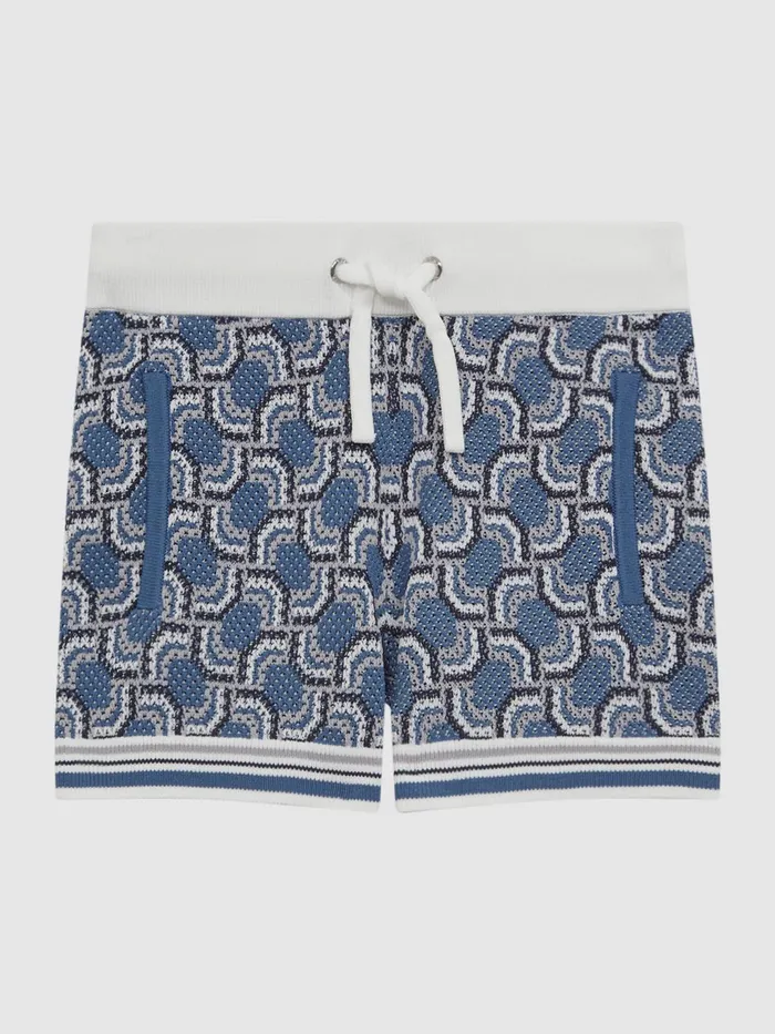 Reiss Shorts Bloom Knitted Patterned Drawstring Shorts Blue 8211 Children