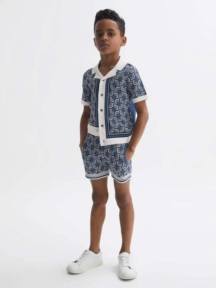 Reiss Shorts Bloom Knitted Patterned Drawstring Shorts Blue 8211 Children