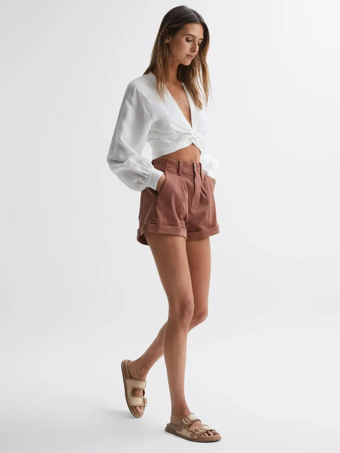 Reiss Shorts Brooklyn Paige High Rise Rolled Hem Shorts Vintage Mocha Bisque 8211 Women Reiss Shorts Brooklyn Paige High Rise Rolled Hem Shorts Vintage Mocha Bisque 8211 Women