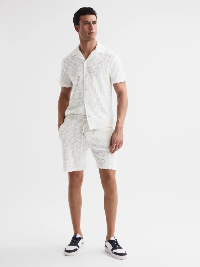 Reiss Shorts Brooklyn Terry Towelling Drawstring Shorts White 8211 Men