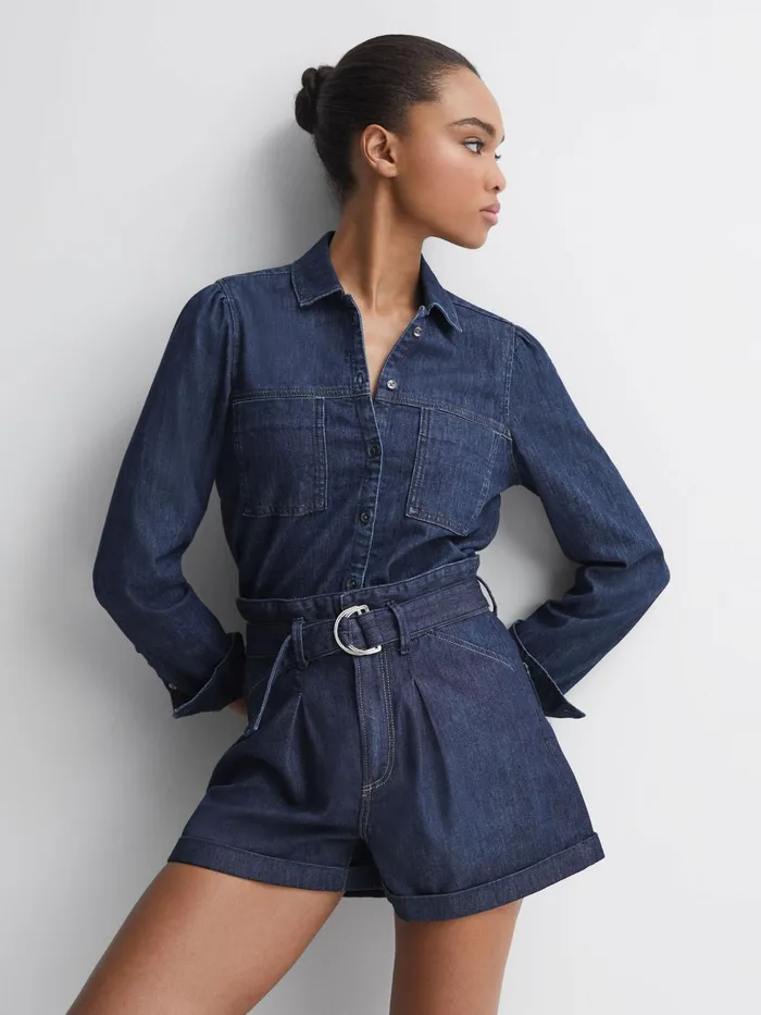 Reiss Shorts Carly Paige High Rise Belted Denim Shorts Baltimore 8211 Women