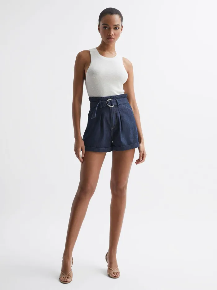 Reiss Shorts Carly Paige High Rise Belted Denim Shorts Baltimore 8211 Women