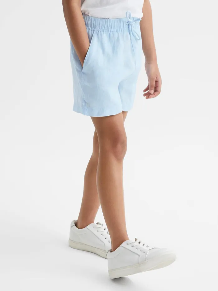 Reiss Shorts Cleo Linen Drawstring Shorts Ice Blue 8211 Children