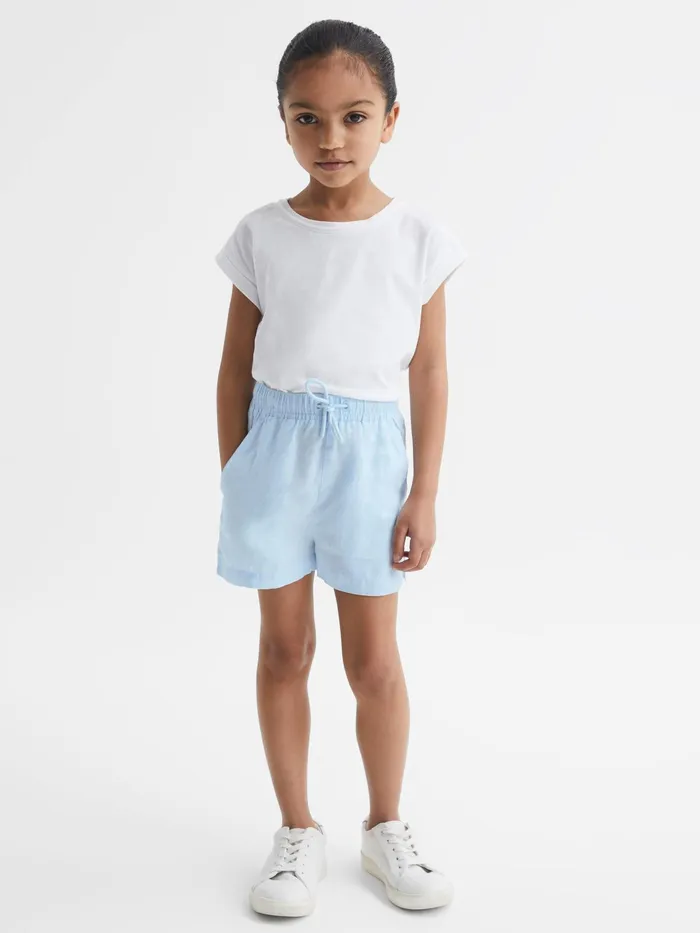 Reiss Shorts Cleo Linen Drawstring Shorts Ice Blue 8211 Children