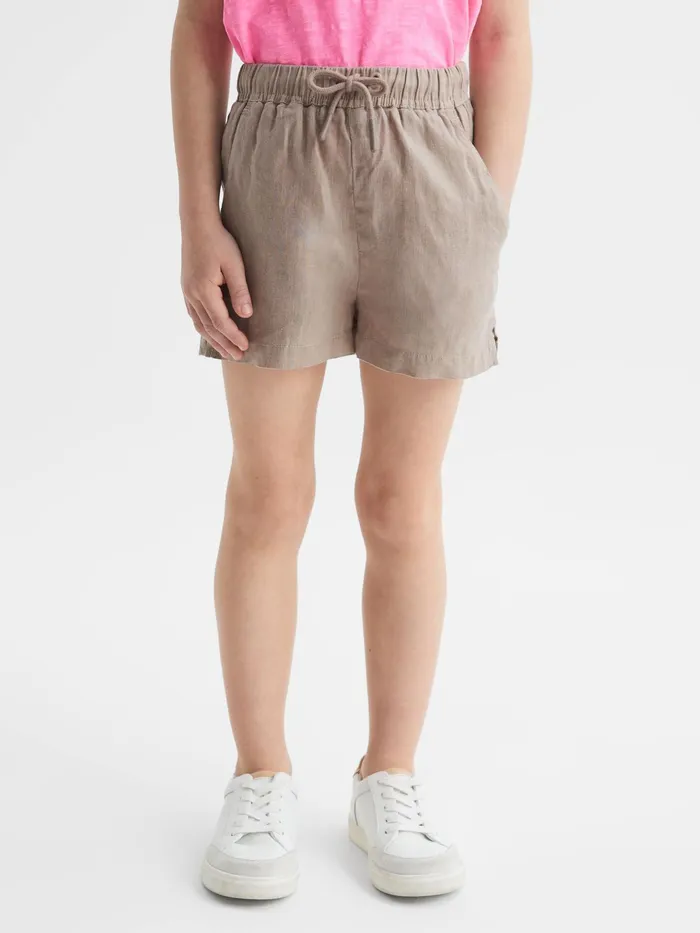 Reiss Shorts Cleo Linen Drawstring Shorts Mink 8211 Children