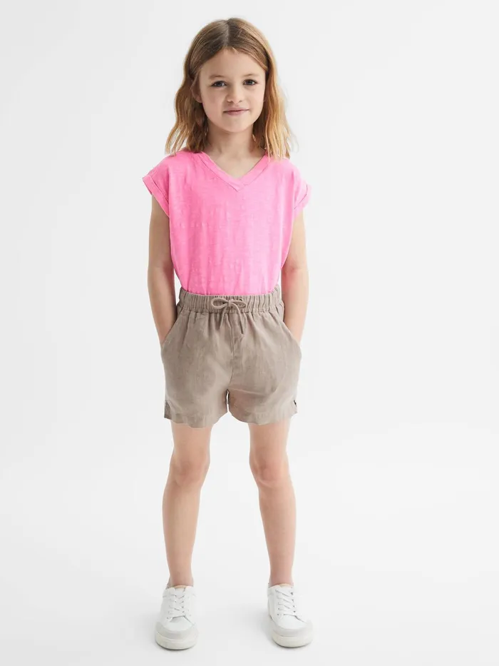 Reiss Shorts Cleo Linen Drawstring Shorts Mink 8211 Children