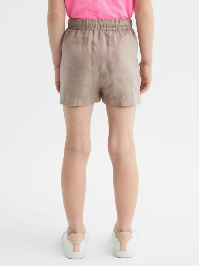 Reiss Shorts Cleo Linen Drawstring Shorts Mink 8211 Children