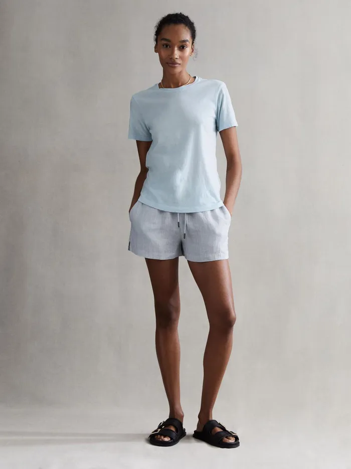 Reiss Shorts Cleo Linen High Rise Drawstring Shorts Blue 8211 Women