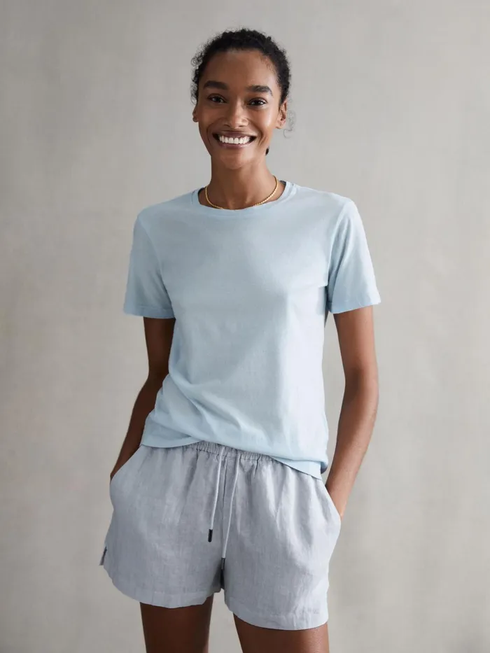 Reiss Shorts Cleo Linen High Rise Drawstring Shorts Blue 8211 Women
