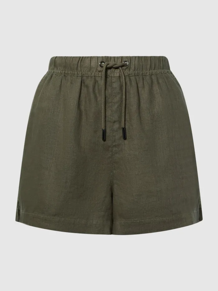 Reiss Shorts Cleo Linen High Rise Drawstring Shorts Khaki 8211 Women