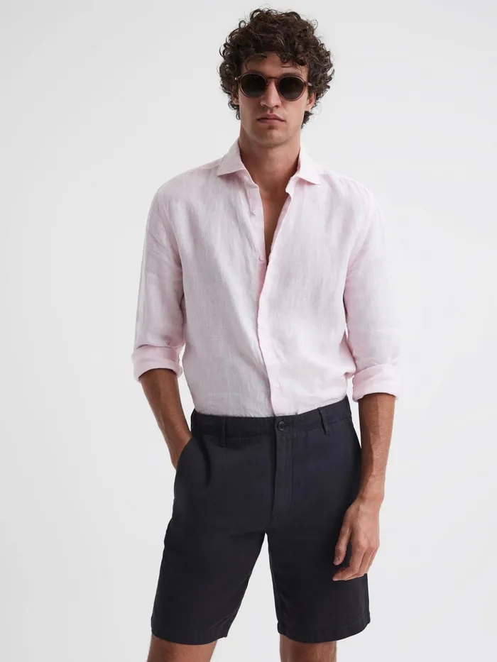 Reiss Shorts Ezra CottonLinen Blend Shorts Navy 8211 Men