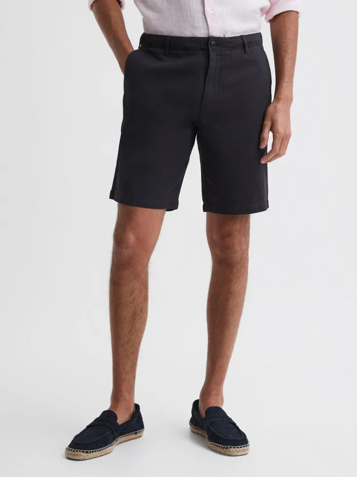 Reiss Shorts Ezra CottonLinen Blend Shorts Navy 8211 Men