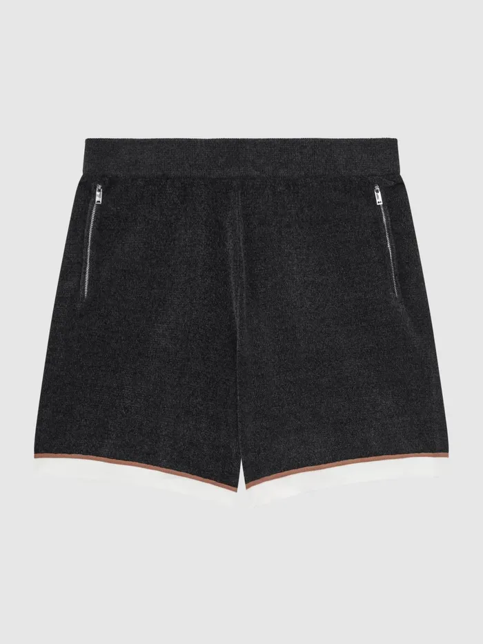 Reiss Shorts Fielder Relaxed Fit Elasticated Chenille Shorts Black 8211 Men