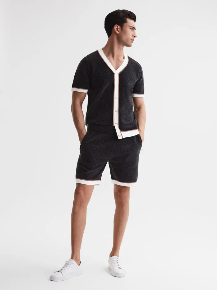 Reiss Shorts Fielder Relaxed Fit Elasticated Chenille Shorts Black 8211 Men